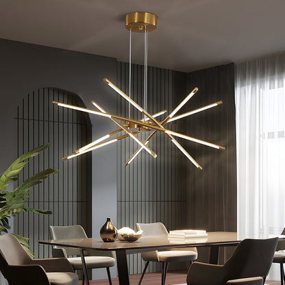 Modern Stepless Dimming Long Strip Sputnik LED Chandelier - Gold/Black+Gold