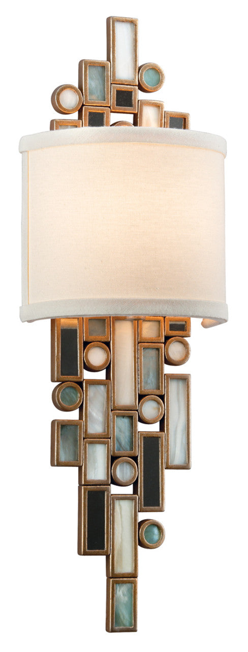 Wall Sconce, 1-Light,  Silver, Mixed Shells With Crystal Accents Shade, 18.5"H (150-11 63RZ)