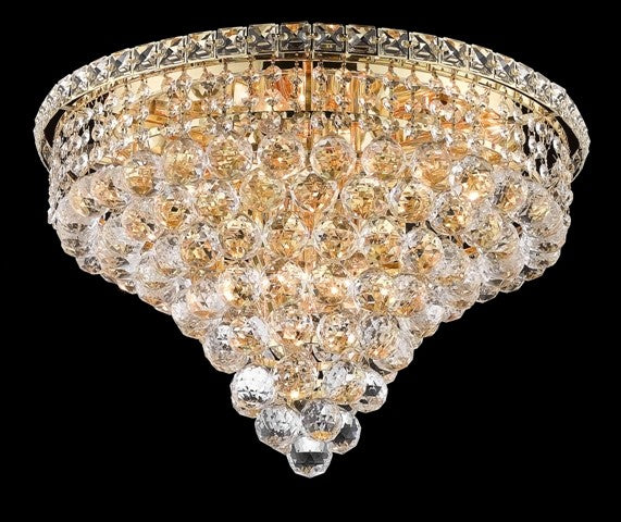 10 light gold plated crystal flush mount ceiling light dressed with crystal balls