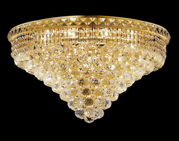 12 light gold plated crystal flush mount ceiling light dressed with crystal balls