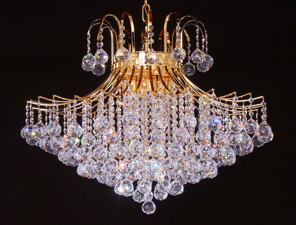 9 lights crystal chandelier in gold plated finish