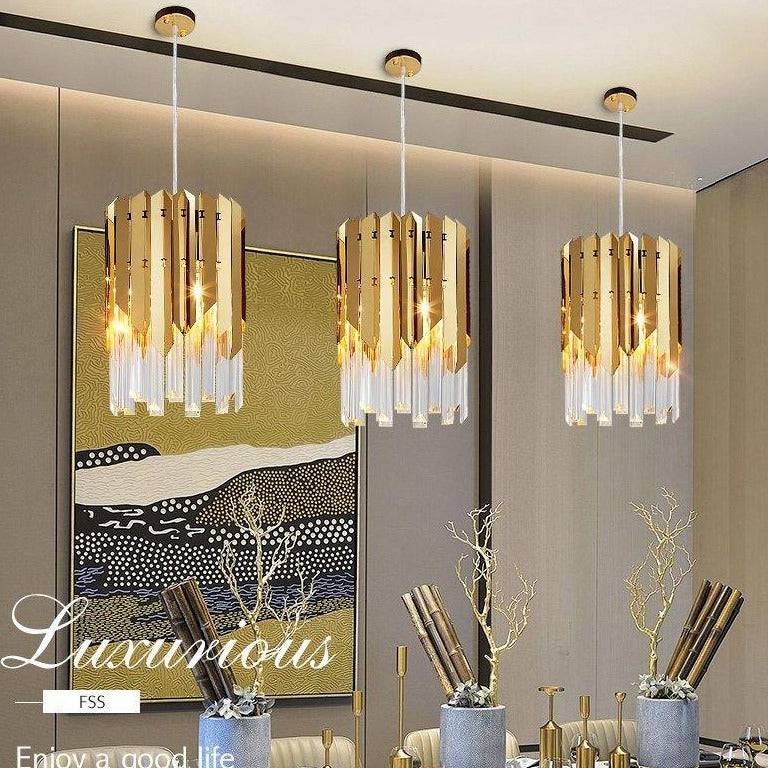 Gold Plated Pendant K9 Crystal Modern Chandelier