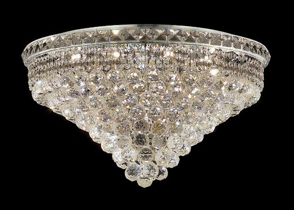 12 light polished chrome crystal flush mount ceiling light dressed with crystal balls