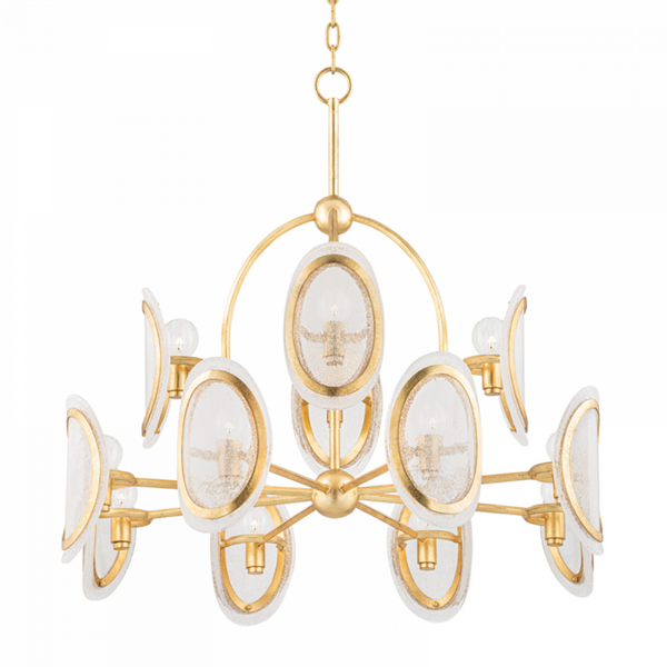 Chandelier, 12-Light, Vintage Gold Leaf, 34"W (1534-Vgl A8K7T)