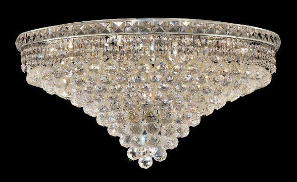 18 light polished chrome crystal flush mount ceiling light dressed with crystal balls