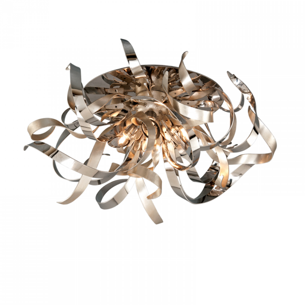 Semi Flush Mount, 4-Light, Silver Leaf Polished Stainless, 24"Dia (154-34-SL/SS 94GC)