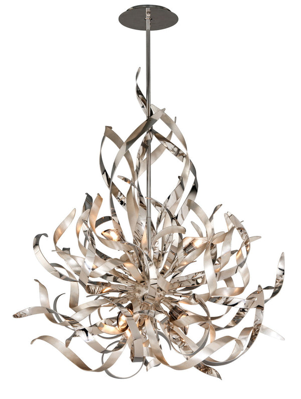 Pendant, 6-Light, Silver Leaf Polished Stainless Steel, Smoke Shade, 26"W (154-46 63TX)