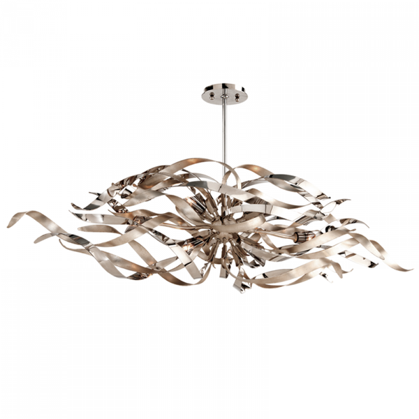 Linear Chandelier, 6-Light, Silver Leaf Polished Stainless, 15"W (154-56-SL/SS 94GD)