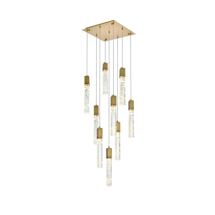 Aurora 9-Light Pendant in Satin Gold and Clear