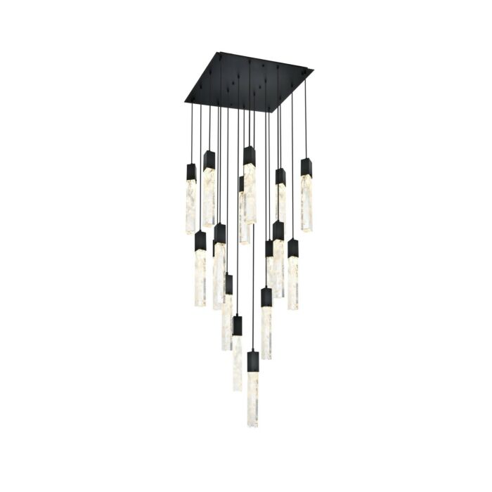 Aurora 16-Light 1Pendant in Black and Clear