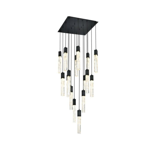 Aurora 16-Light 1Pendant in Black and Clear