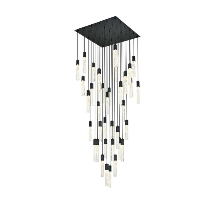 Aurora 36-Light 3Chandelier in Black and Clear