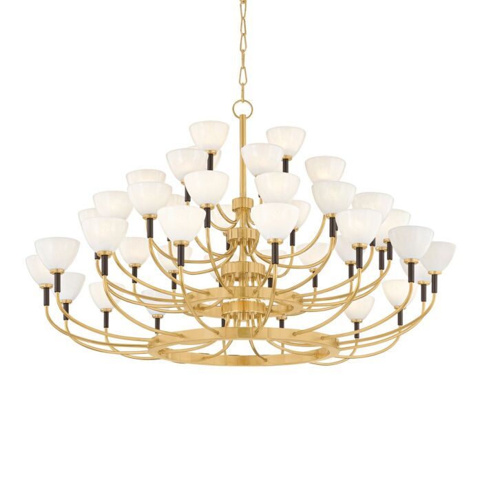 Brahma 44-Light LED Chandelier in Vintage Polished Brass with Bronze