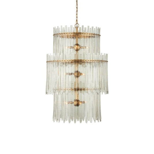 Electra 9-Light Chandelier in Clear with Antique Brass