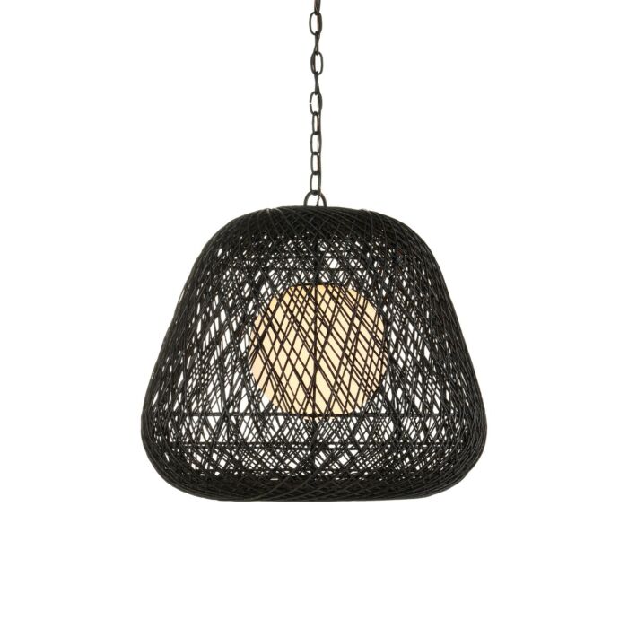 Osbert 1-Light Pendant in Black with Satin Black with White