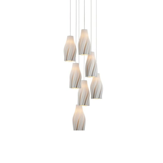 Posh 7-Light Pendant in White with Silver