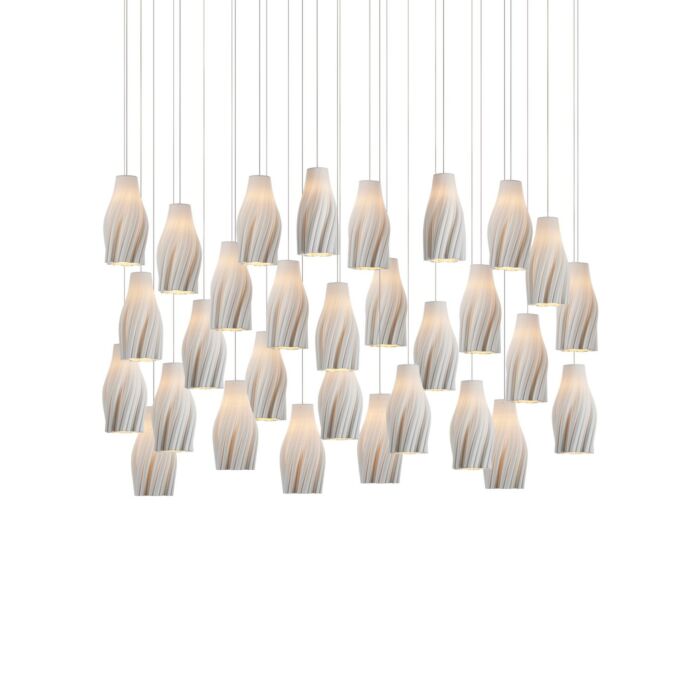 Posh 30-Light 30 Light Linear Pendant in White with Silver