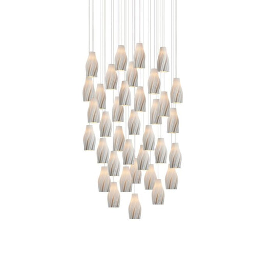 Posh 36-Light 3Pendant in White with Silver