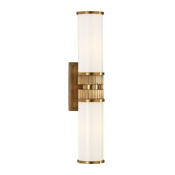 Bath Vanity, 2-Light, Aged Brass, Opal Glossy Shade, 5.25"W (1562-AGB 9L9HF)