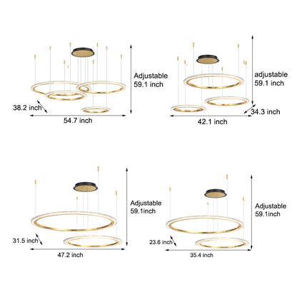 Simple Circular Rings Luxury Three Step Dimming Nordic Ceiling Light Fixture