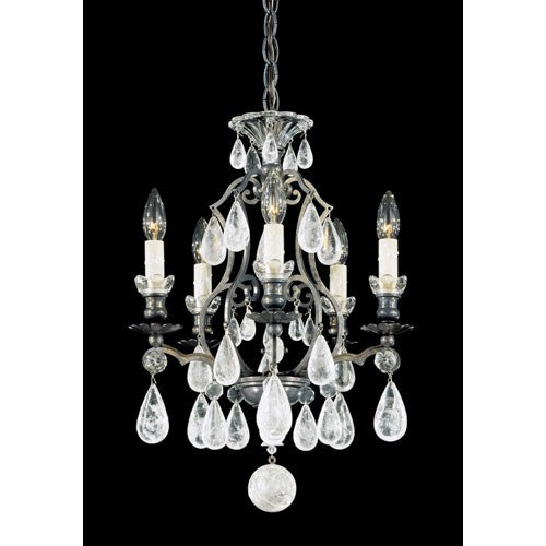 Bronze Five-Light Clear Rock Chandelier, 14.5W x 20H x 14.5D