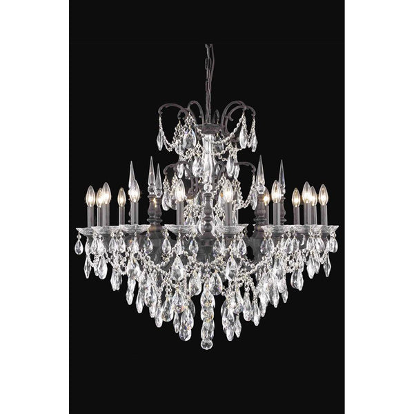 Athena Dark Bronze 16-Light Chandelier with Royal Cut Crystal