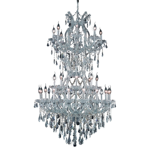 Maria Theresa Chrome Thirty-Four Light 36-Inch Chandelier with Royal Cut Clear Crystal