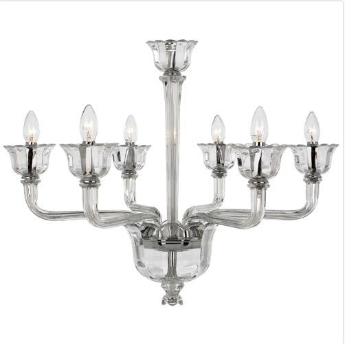 Chrome and Clear Glass 23-Inch Six-Light Chandelier