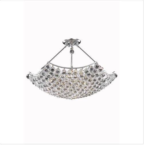 Chrome Twelve-Light Chandelier with Clear Royal Cut Crystals