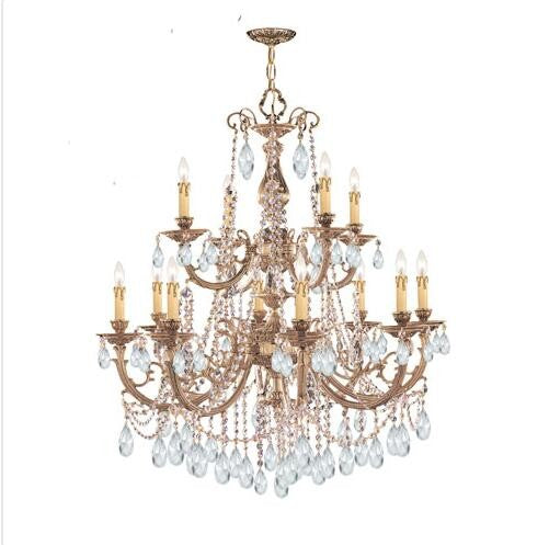 Brass Eight-Light Chandelier with Swarovski Strass Crystal