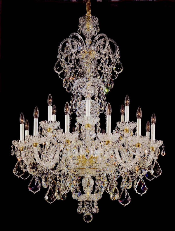 18 Lights Bohemian Crystal chandelier in gold plated finish