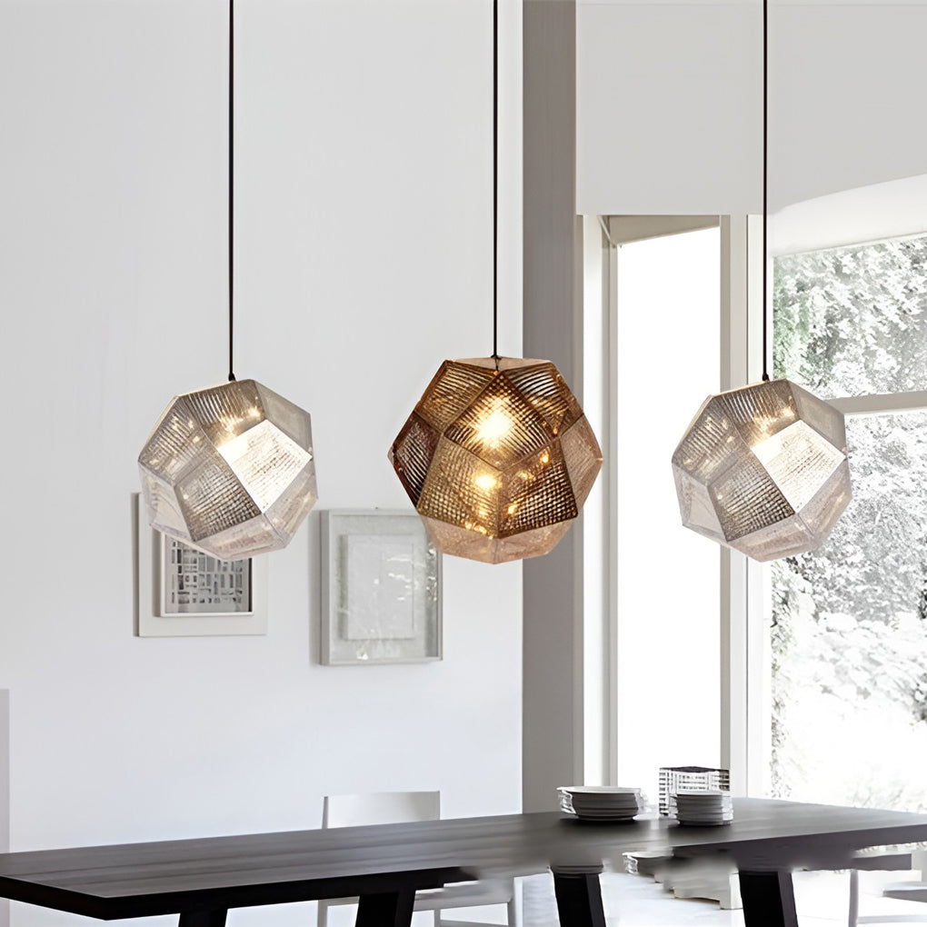 Geometric Round Electroplated Metal Postmodern Pendant Light Chandelier