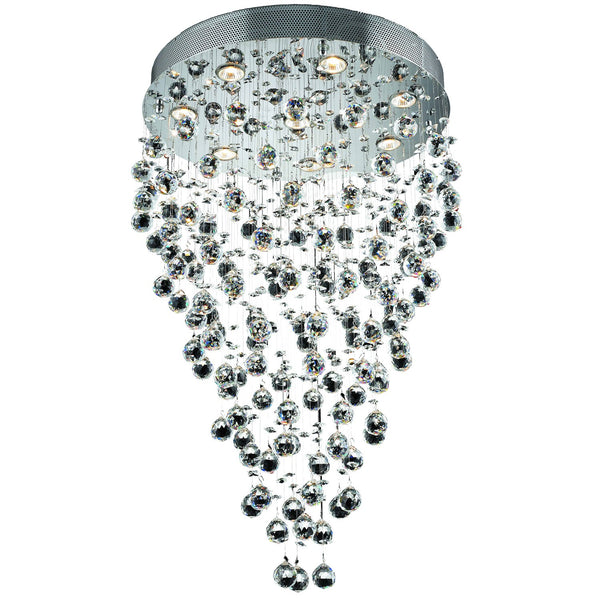 Galaxy Chrome Eight-Light 24-Inch Semi Flush Mount with Royal Cut Clear Crystal