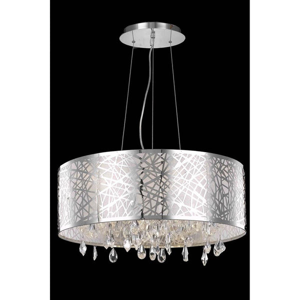 Mirage Chrome Six-Light Pendant with Royal Cut Crystal and Metal Shade