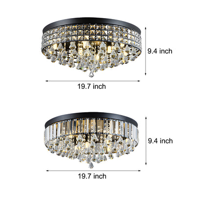 19'' Round Crystal Pendants LED Ceiling Lights Fixture Ceiling Lamp