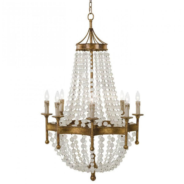 Crystal Bead Chandelier, 8-Light, Antique Gold, 50.25"H (16-1056 504X047)