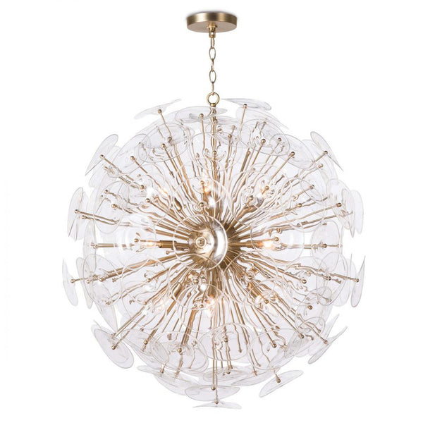 Glass Chandelier, 12-Light, Natural Brass, 38"H (16-1188CLR 504X5ZF)