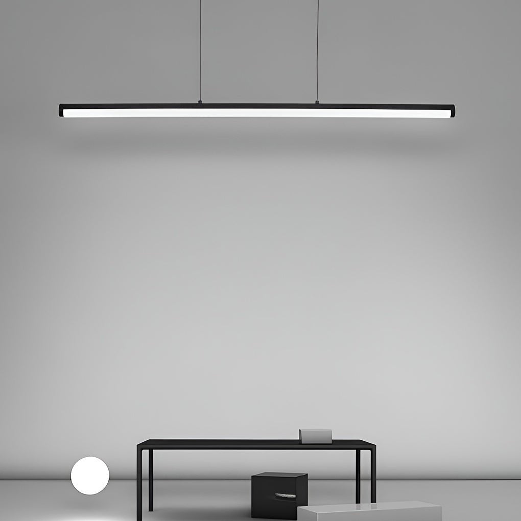 16'' Rectangular Long Matt Black Pendant Light Adjustable Warm White Ceiling Lights