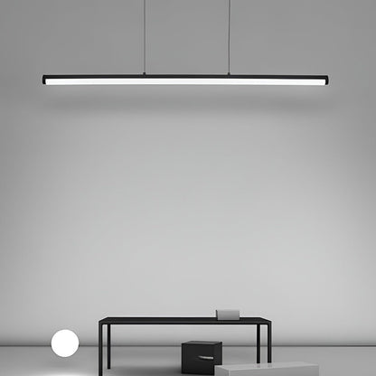 16'' Rectangular Long Matt Black Pendant Light Adjustable Warm White Ceiling Lights