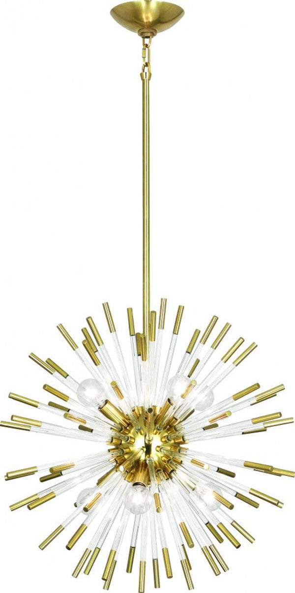 Pendant, 8-Light, Modern Brass, Clear Acrylic Rods, 20"W (165 2EK09)