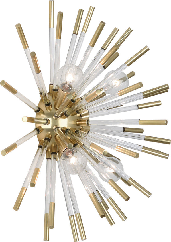 Wall Sconce/Flush Mount, 4-Light, Modern Brass, Clear Acrylic Rods, 18"H (167 2EMYM)