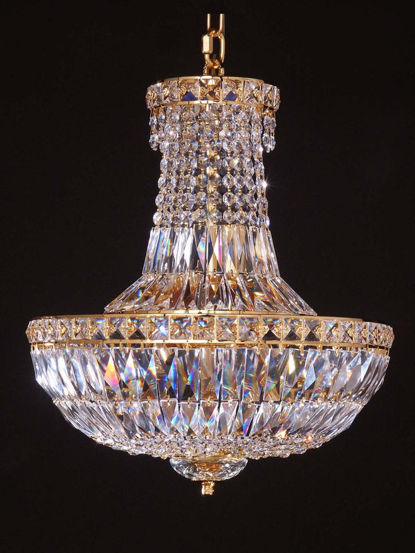 8 lights crystal chandelier in gold plated finish