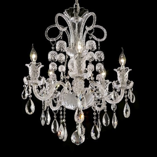 Polished chrome 6 Light Bohemian crystal Chandelier