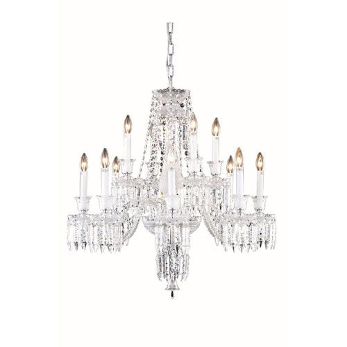 Majestic Elegant Cut Crystal Chrome 12 Light 31-in Chandelier