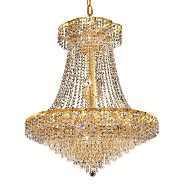 Belenus Gold Eighteen-Light 30-Inch Chandelier with Royal Cut Clear Crystal