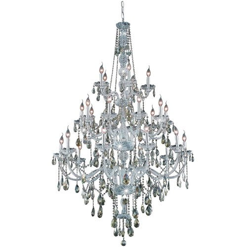 Verona Chrome Twenty-Five Light Chandelier with Golden Teak/Smoky Royal Cut Crystals