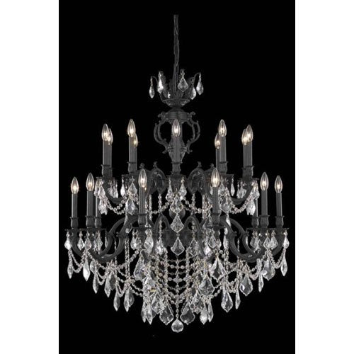 Marseille Dark Bronze Twenty-Light Chandelier with Clear Royal Cut Crystals