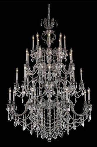 Pewter 32-Light Chandelier with Royal Cut Crystal