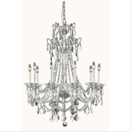 Pewter 10-Light Chandelier with Swarovski Elements Crystal