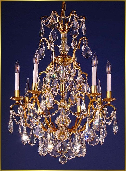 7 lights traditional crystal chandelier in gold plated finish